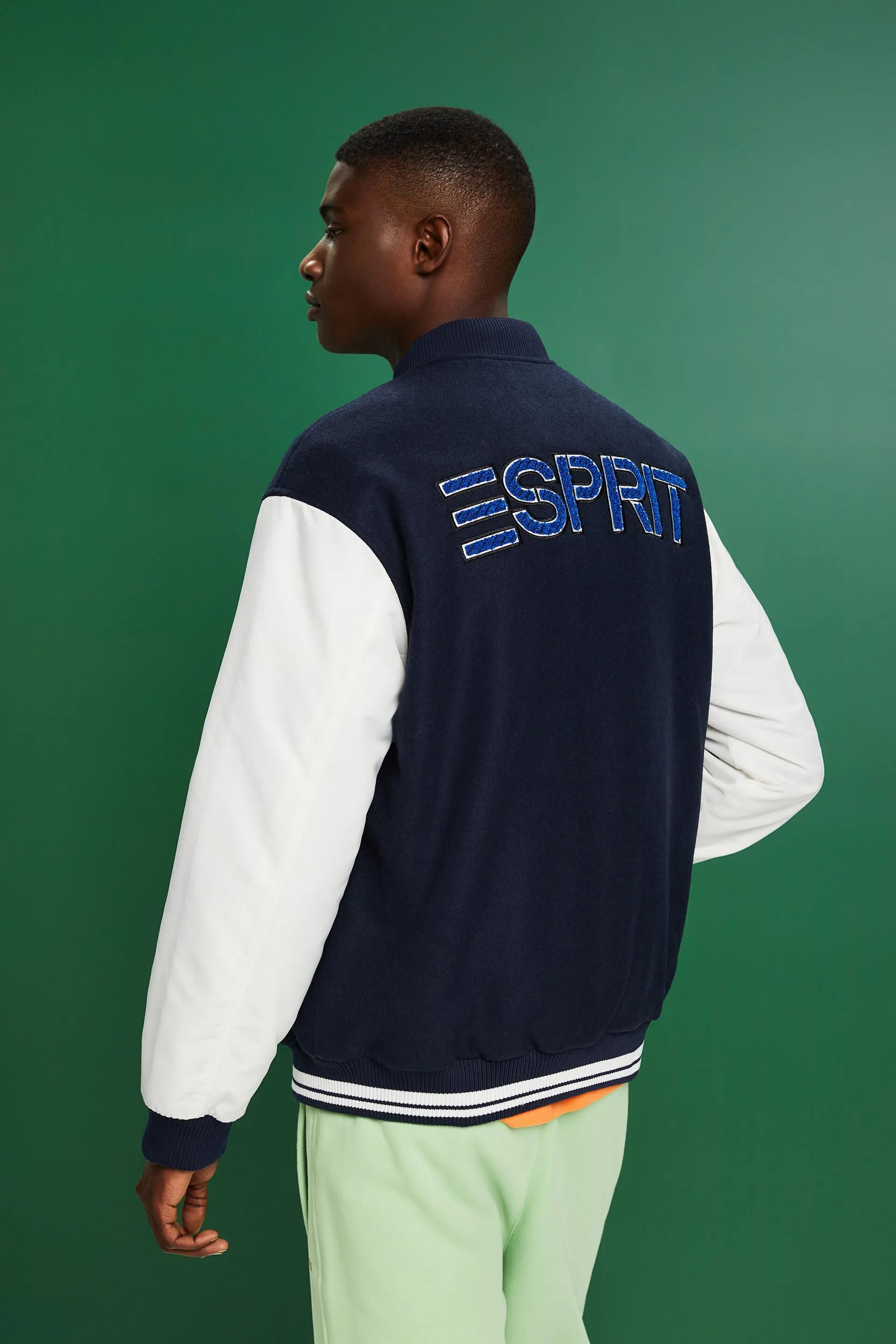Giacca varsity in misto lana con applicazione del logo