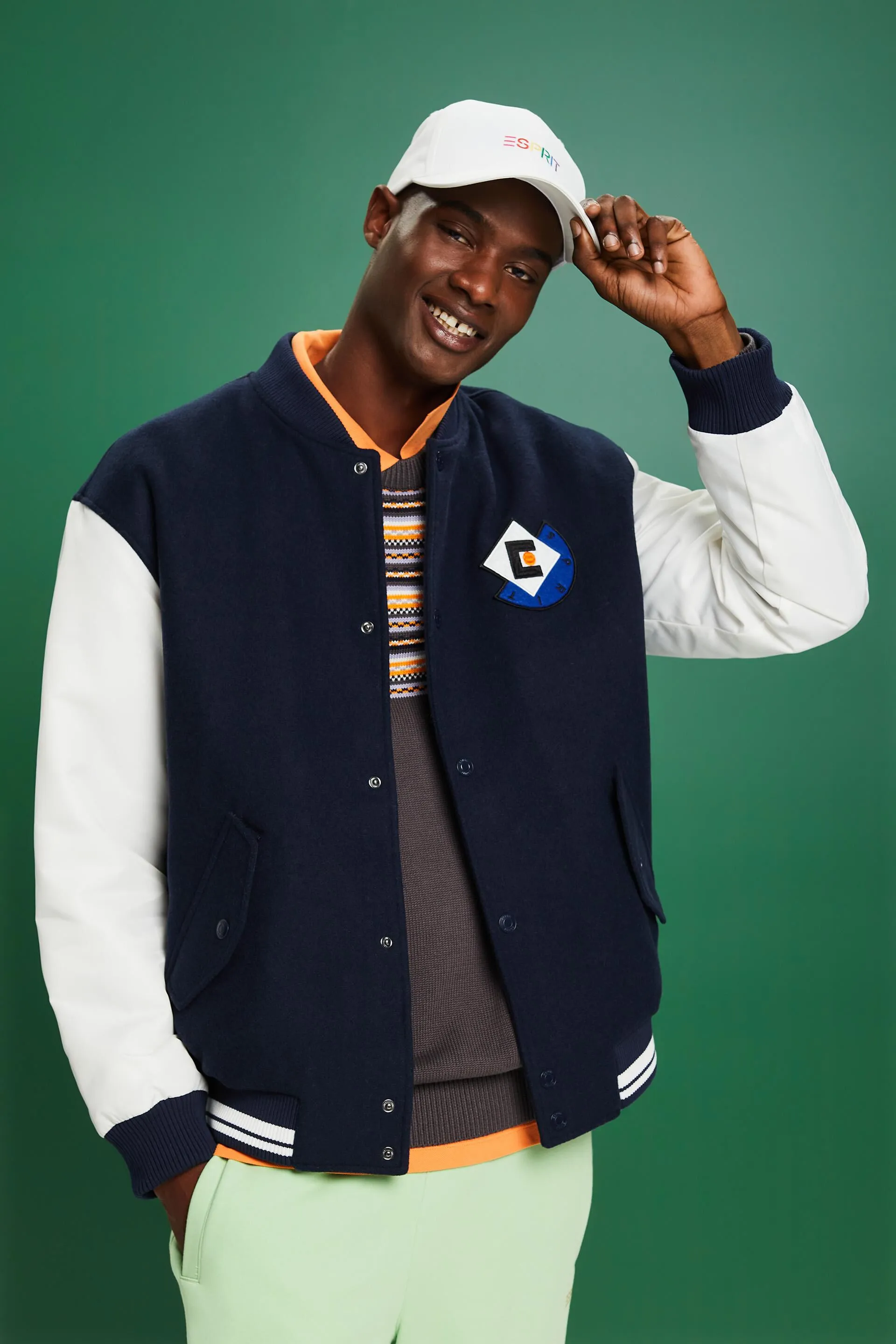 Giacca varsity in misto lana con applicazione del logo