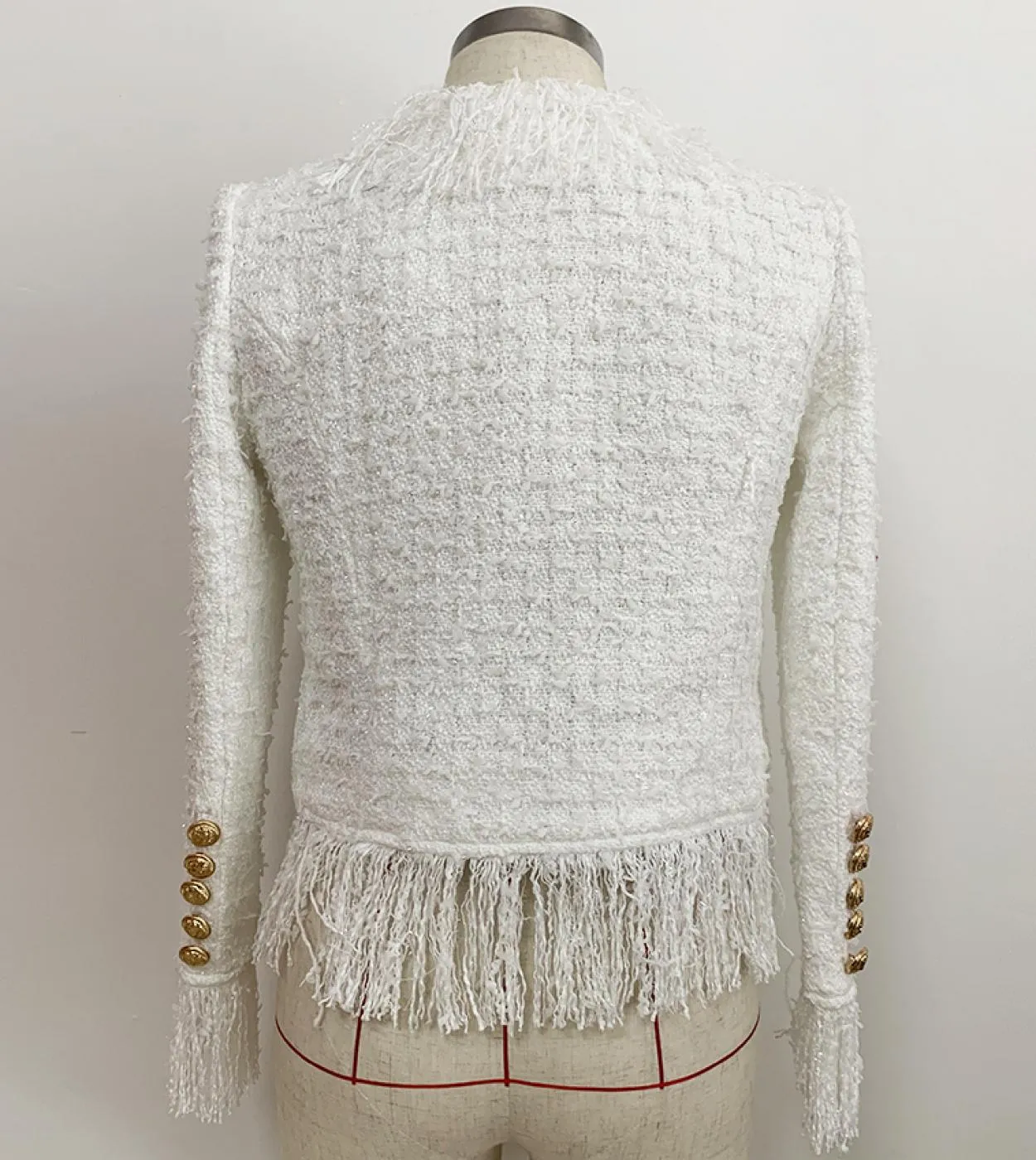 Giacche da cappotto con frange in tweed con nappe con bottoni a forma di leone da donna più recenti di alta qualità 2022 autunno