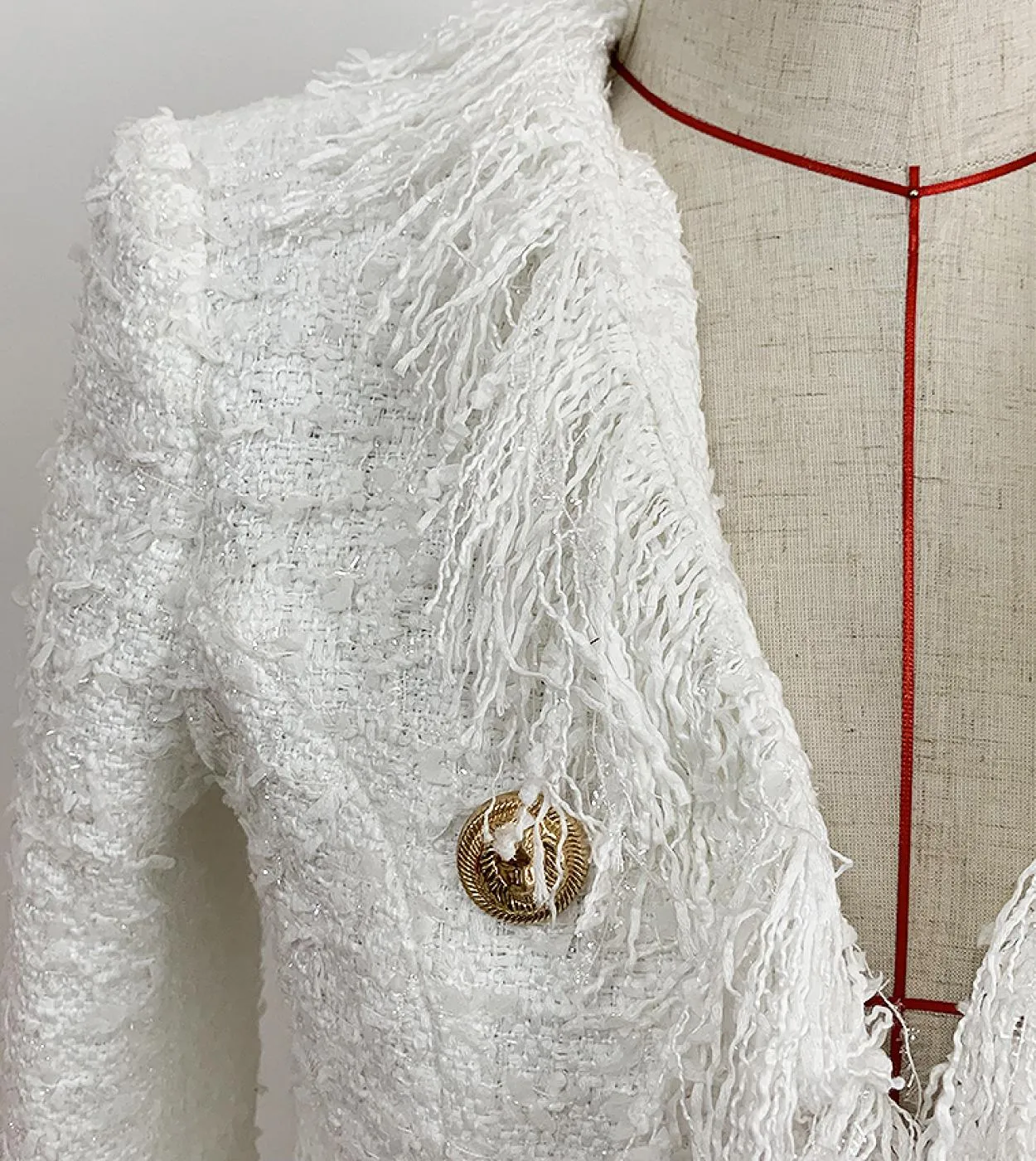 Giacche da cappotto con frange in tweed con nappe con bottoni a forma di leone da donna più recenti di alta qualità 2022 autunno