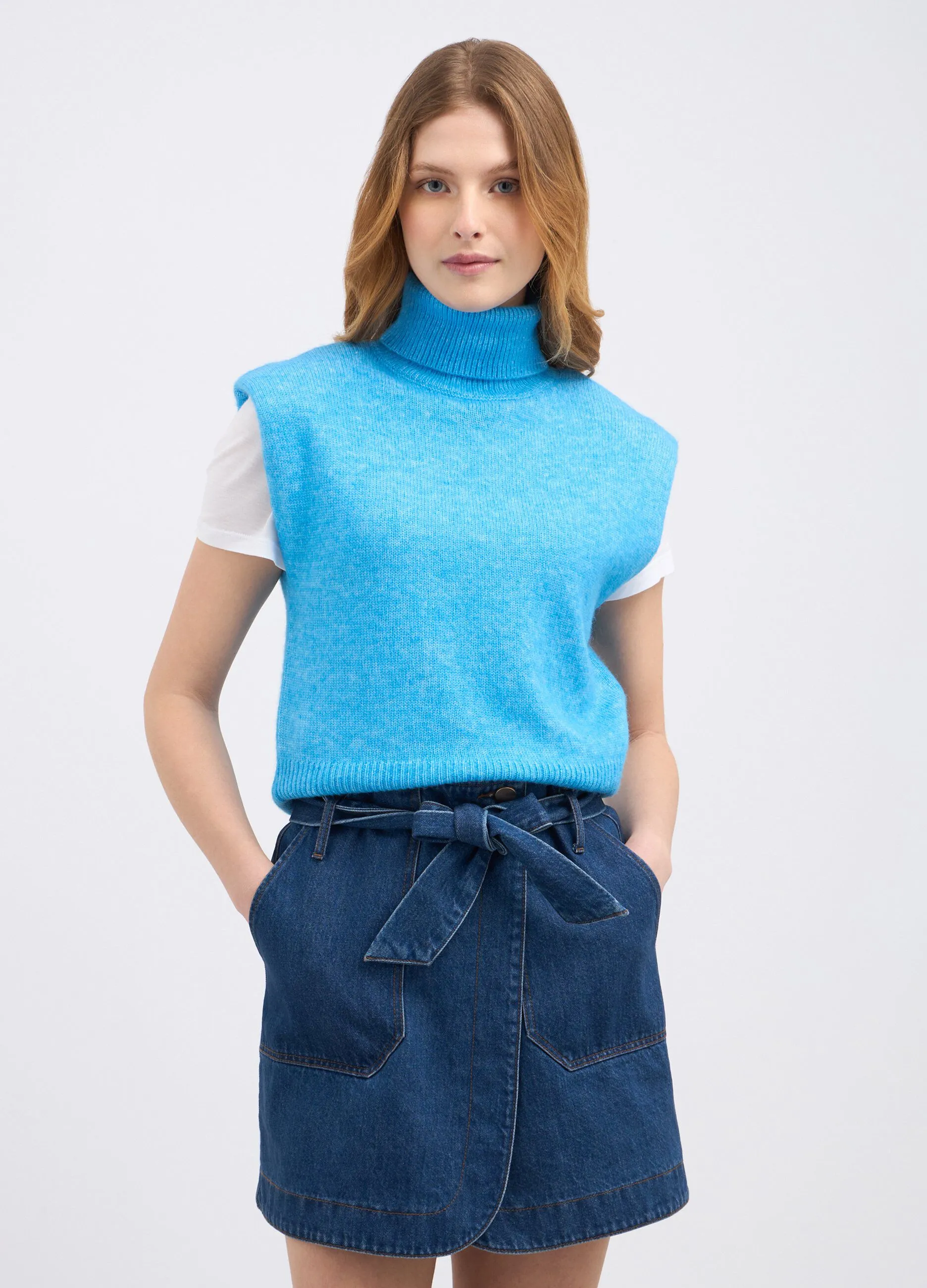 Gilet tricot in misto lana di alpaca donna