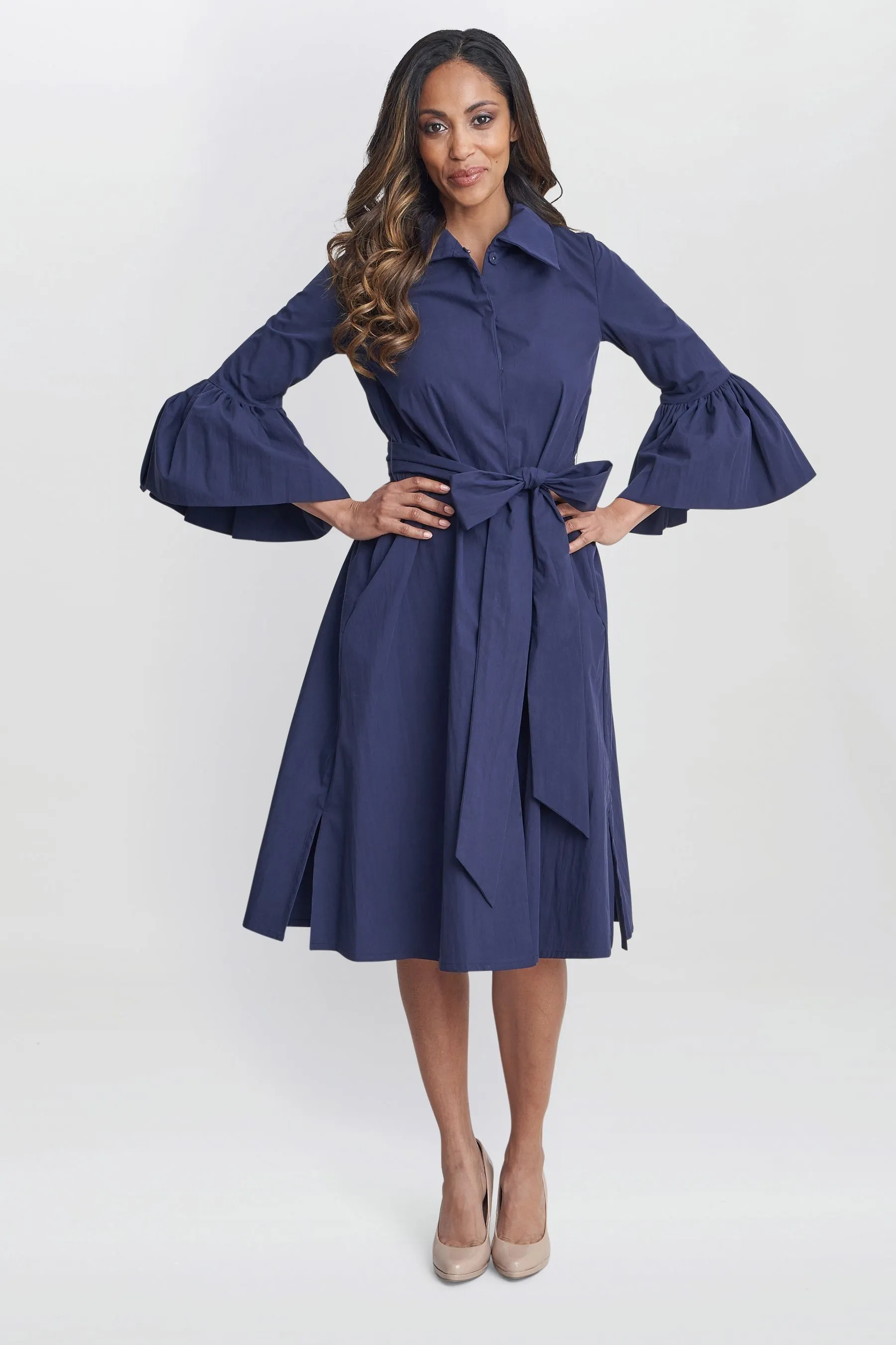 Gina Bacconi Blu - Melinda - Abito chemisier con taffeta