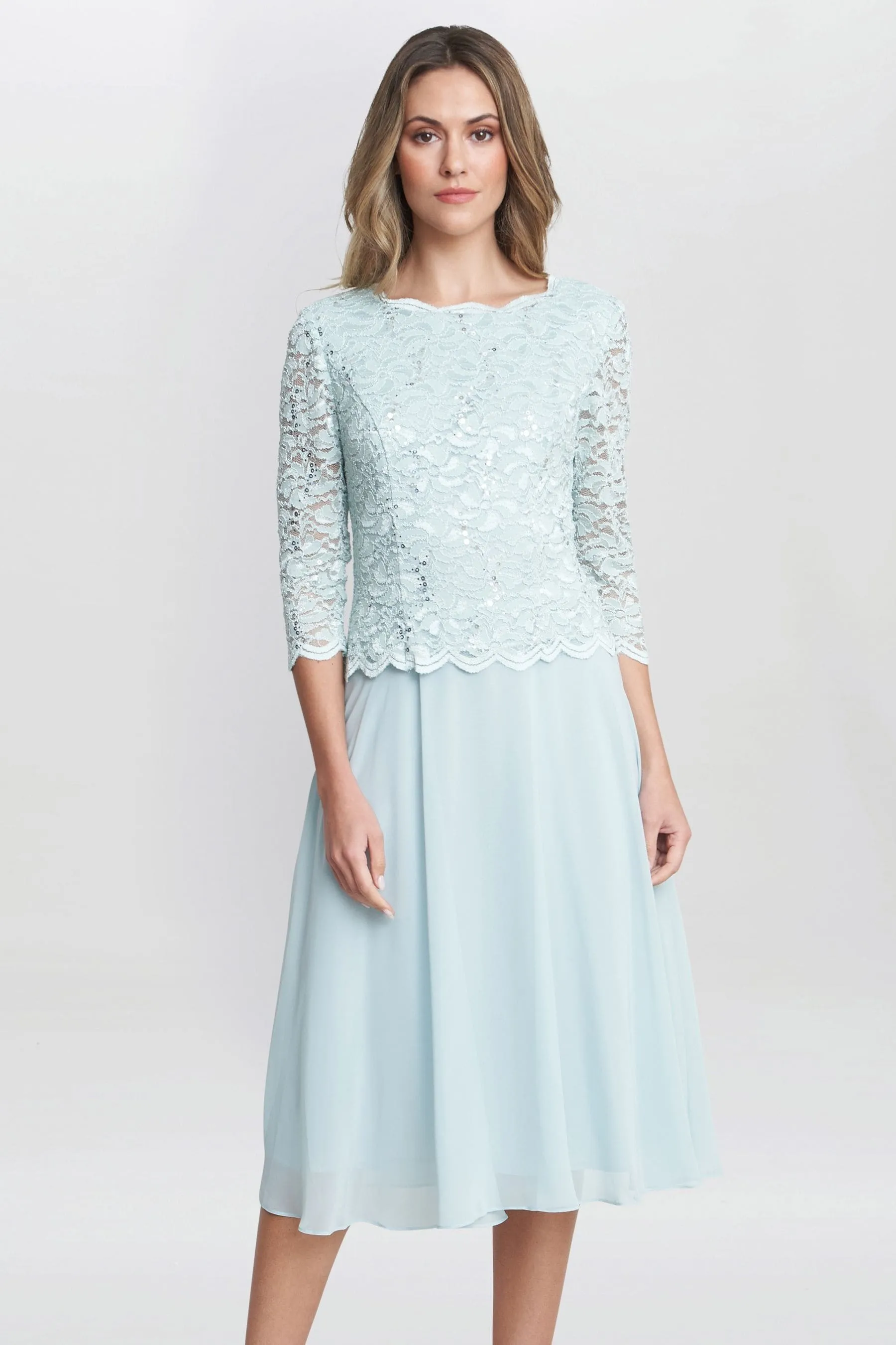 Gina Bacconi Rona - Abito midi con Pizzo corpino e gonna in chiffon