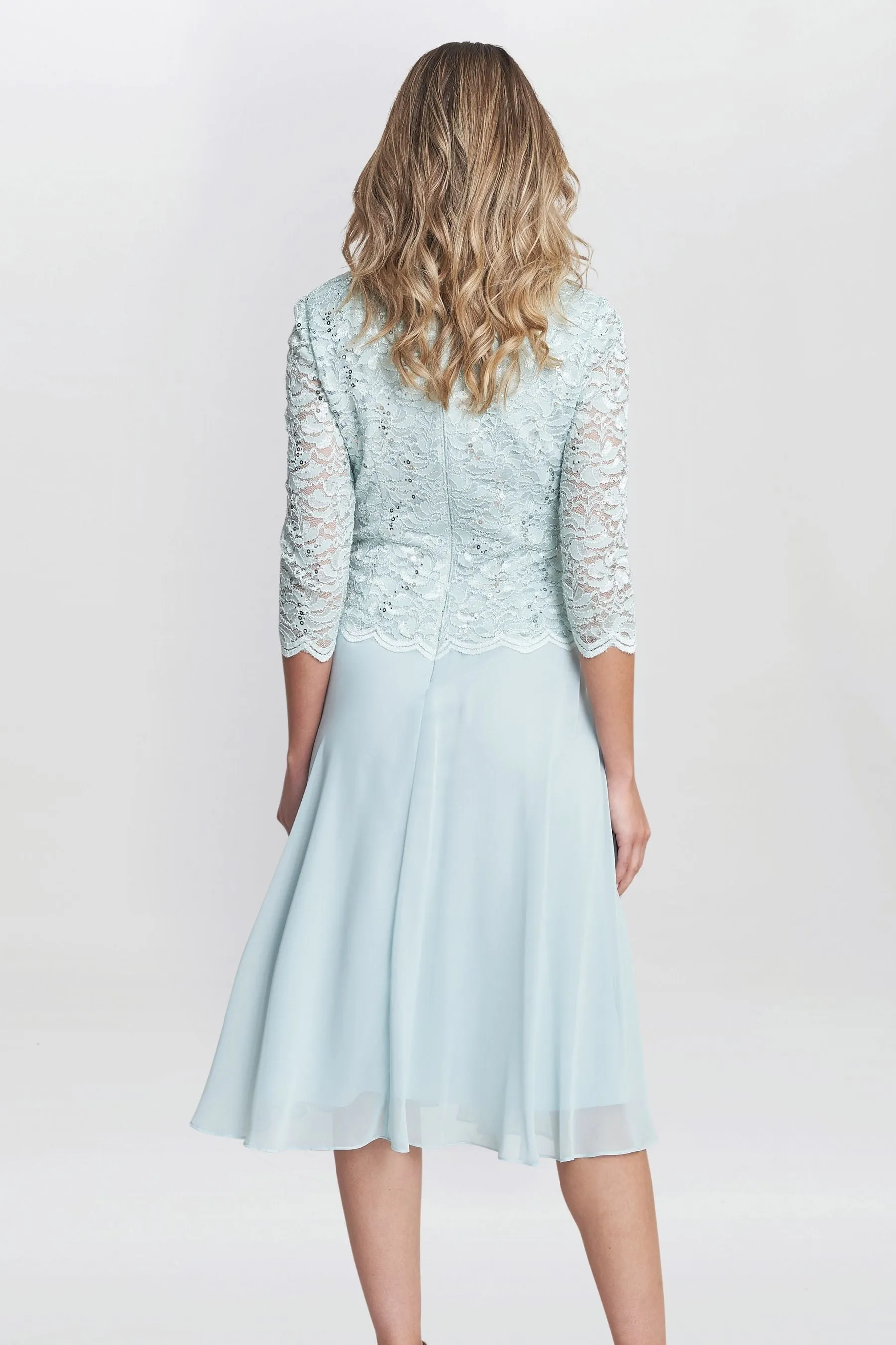 Gina Bacconi Rona - Abito midi con Pizzo corpino e gonna in chiffon