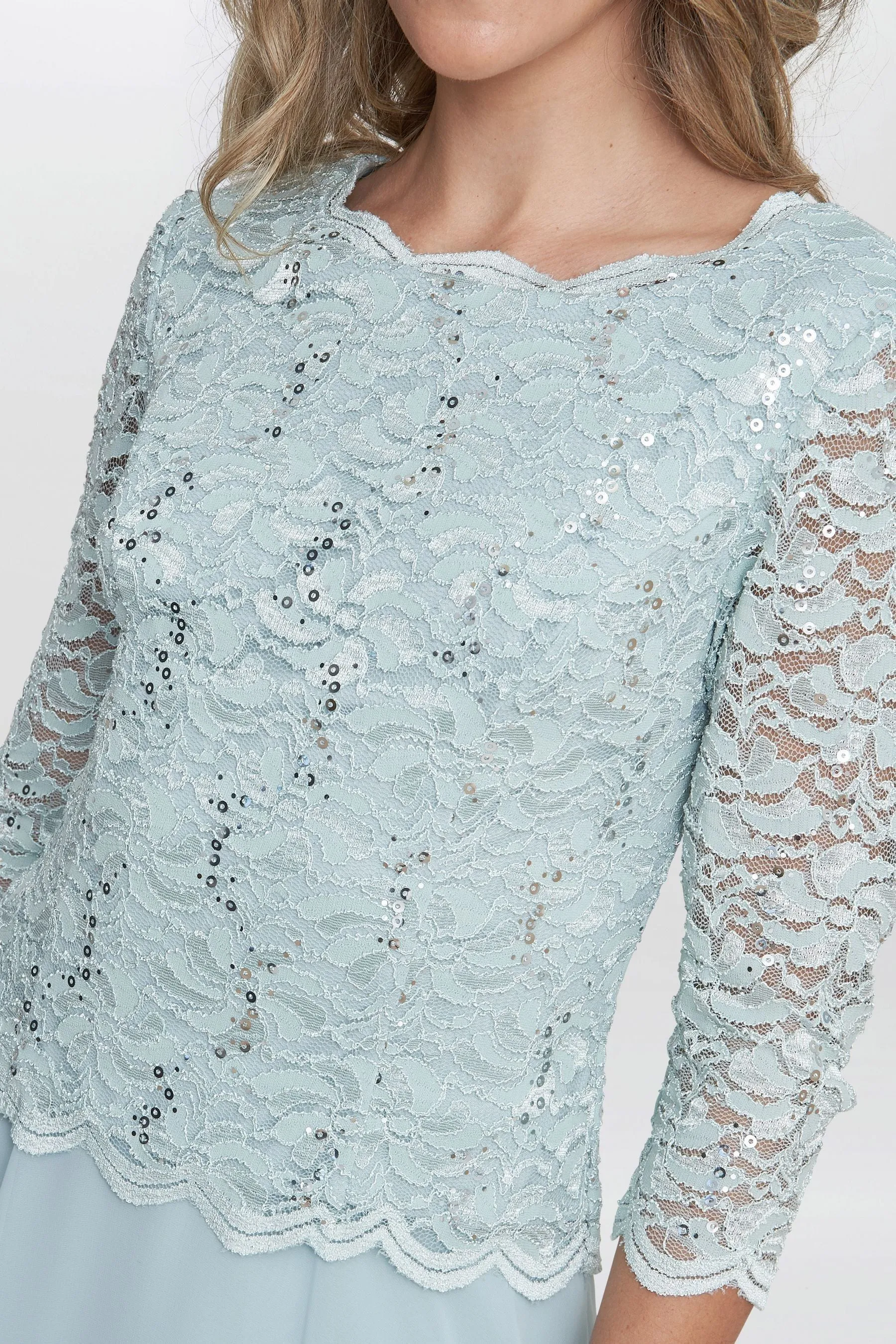 Gina Bacconi Rona - Abito midi con Pizzo corpino e gonna in chiffon