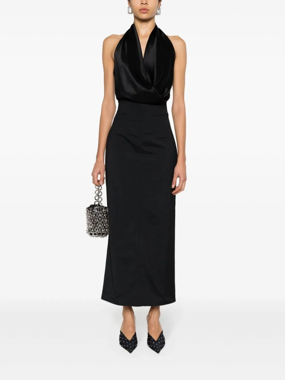 Gonna con dettaglio spacco in nero - donna