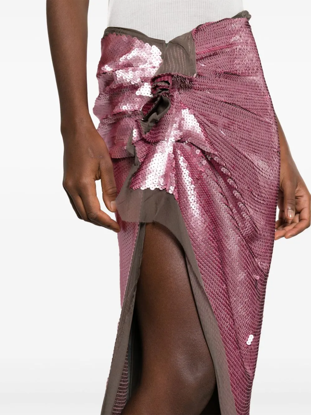 Gonna con spacco laterale in rosa - donna