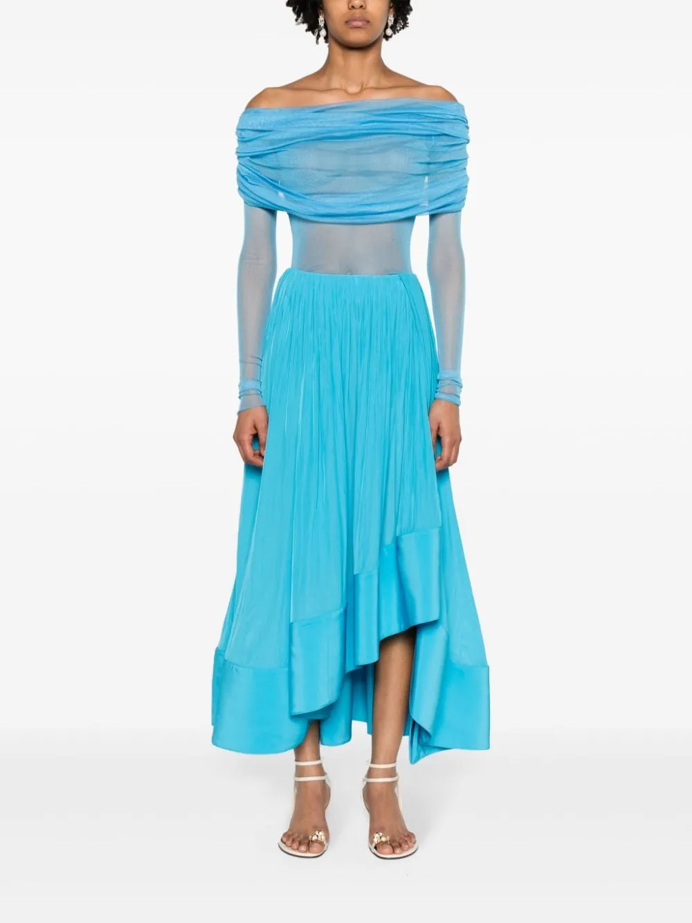 Gonna lunga asimmetrica in blu - donna