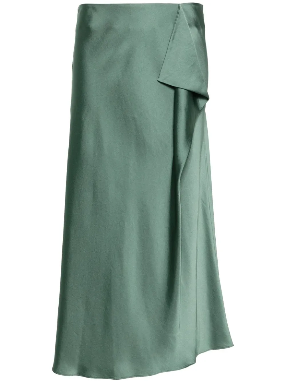Gonna lunga con drappeggio in verde - donna
