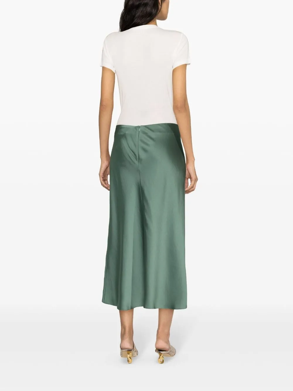 Gonna lunga con drappeggio in verde - donna