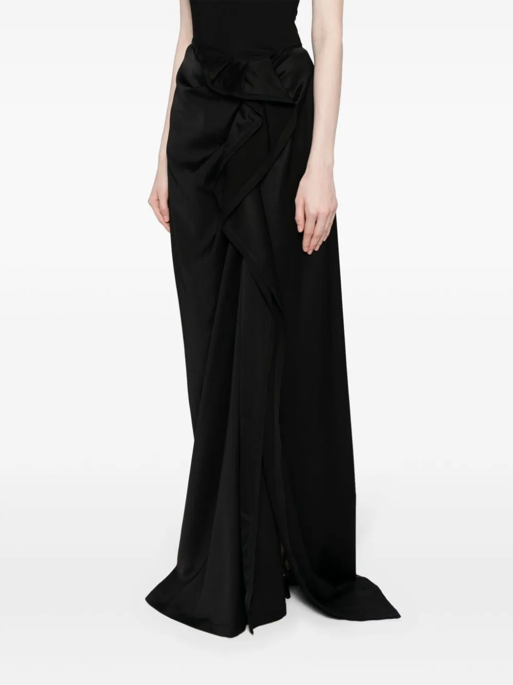 Gonna maxi con finitura satinata in nero - donna