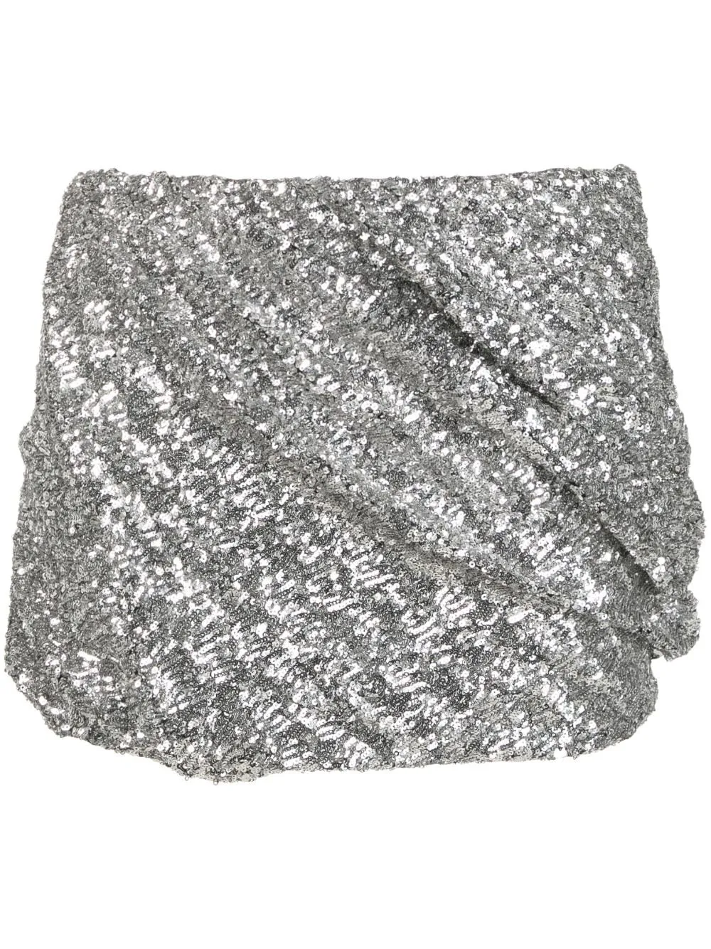 Gonna mini con paillettes in argento - donna