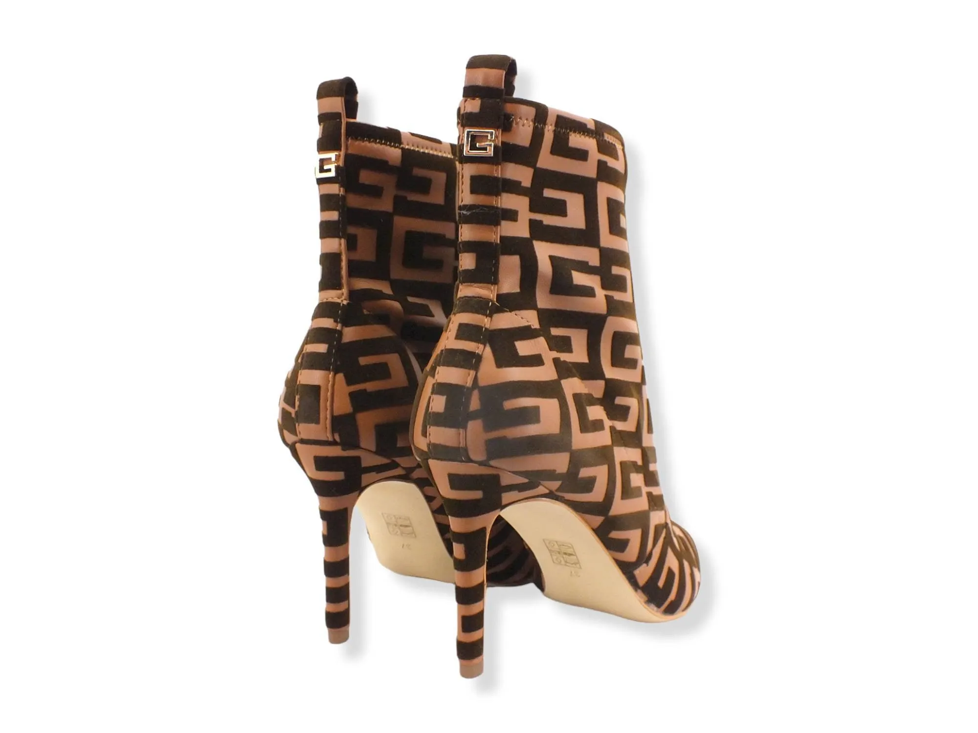 GUESS Tronchetto Punta Tacco Loghi Donna Brown FL7DF3FAL10