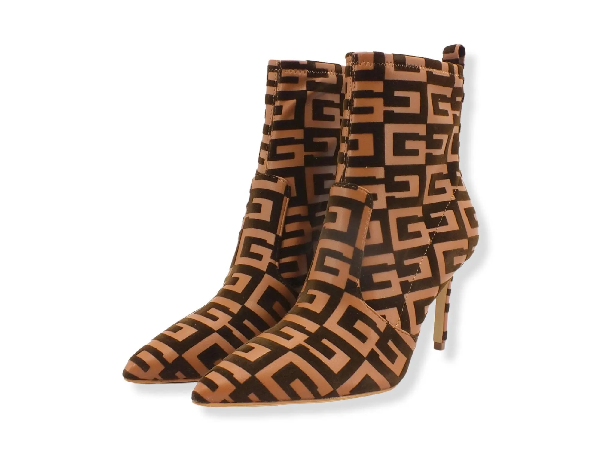 GUESS Tronchetto Punta Tacco Loghi Donna Brown FL7DF3FAL10