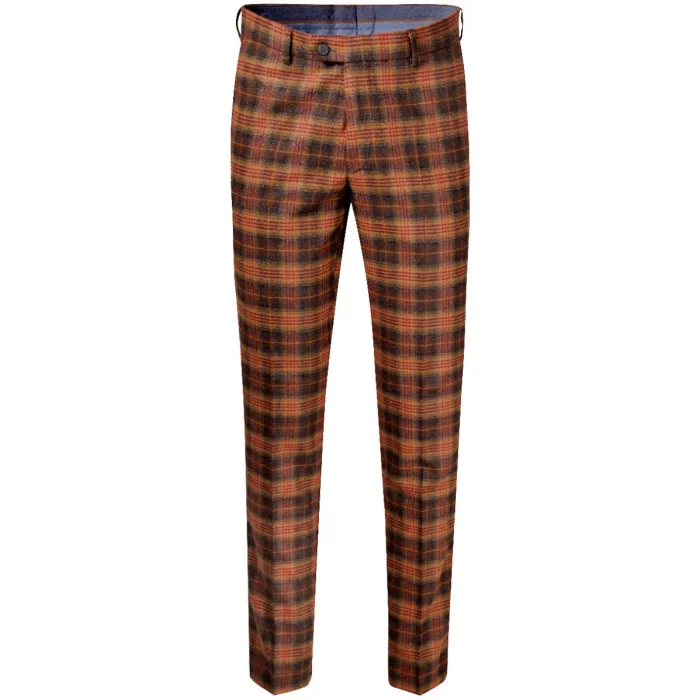 Henk ter Horst Pantaloni chino hip fit in lana slim fit a quadri Cognac