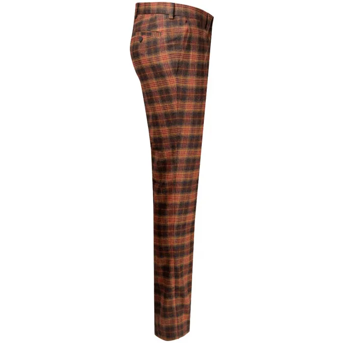 Henk ter Horst Pantaloni chino hip fit in lana slim fit a quadri Cognac