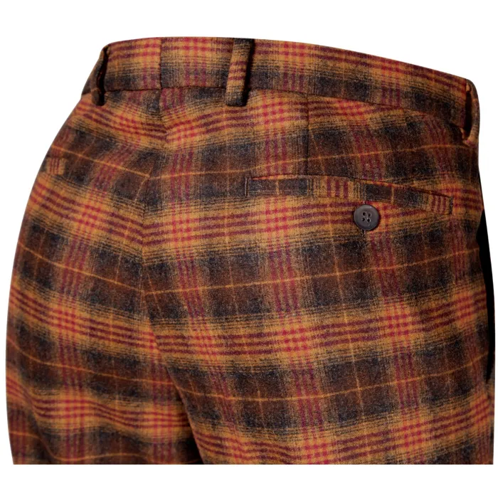 Henk ter Horst Pantaloni chino hip fit in lana slim fit a quadri Cognac
