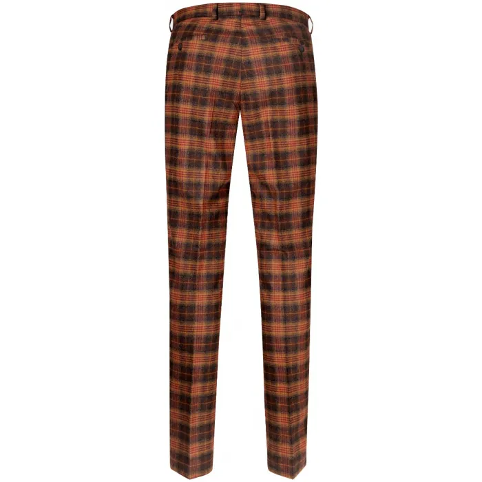 Henk ter Horst Pantaloni chino hip fit in lana slim fit a quadri Cognac