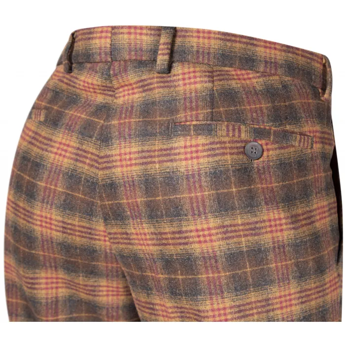 Henk ter Horst Pantaloni chino hip fit in lana slim fit a quadri Cognac