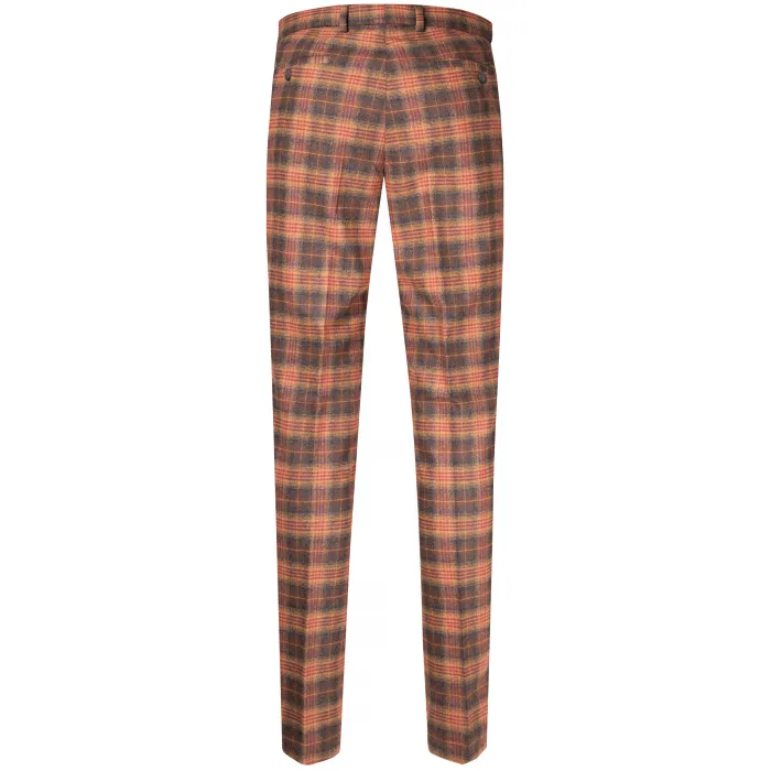 Henk ter Horst Pantaloni chino hip fit in lana slim fit a quadri Cognac