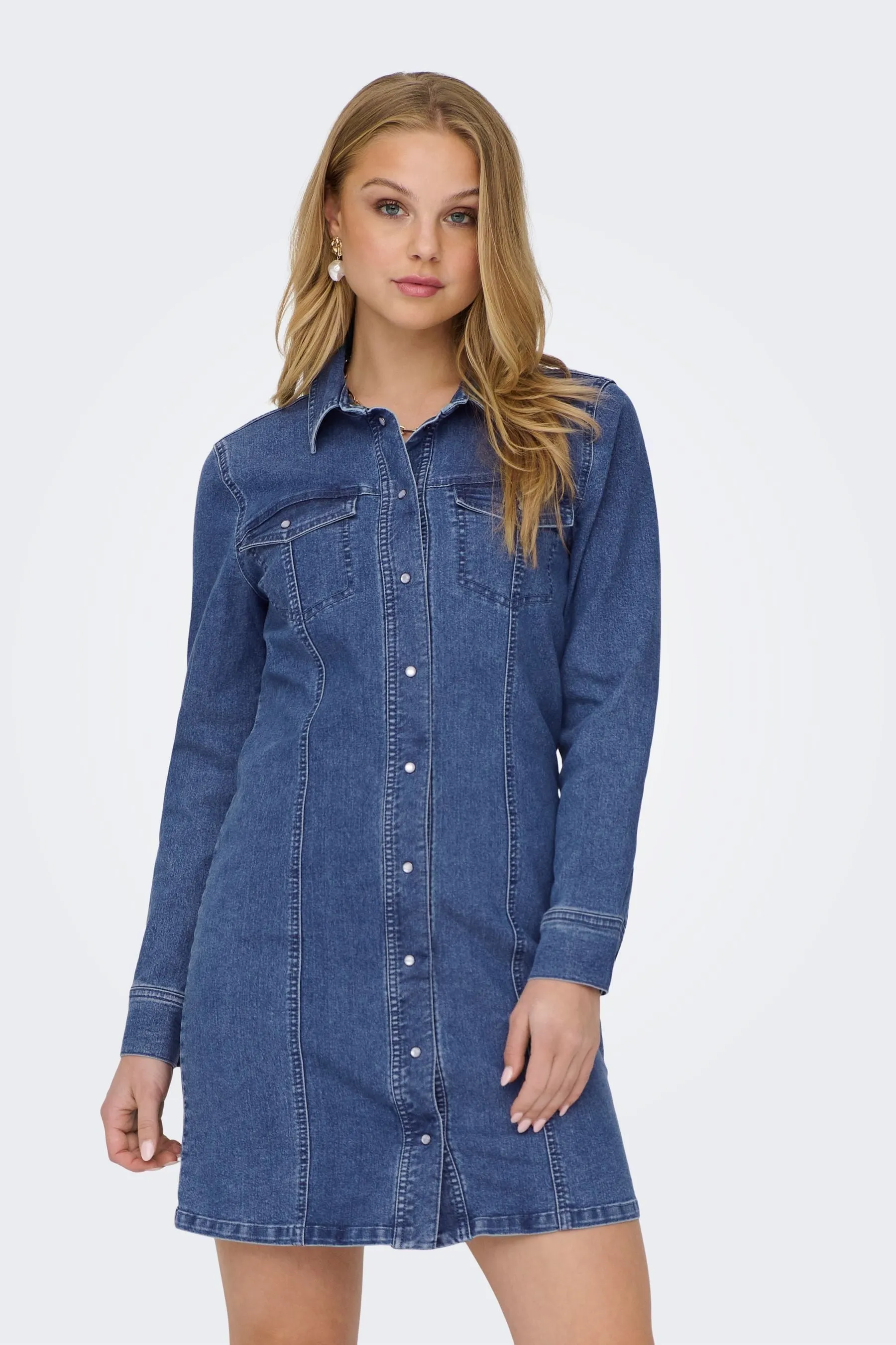 JDY Manica lunga Denim - Abito chemisier