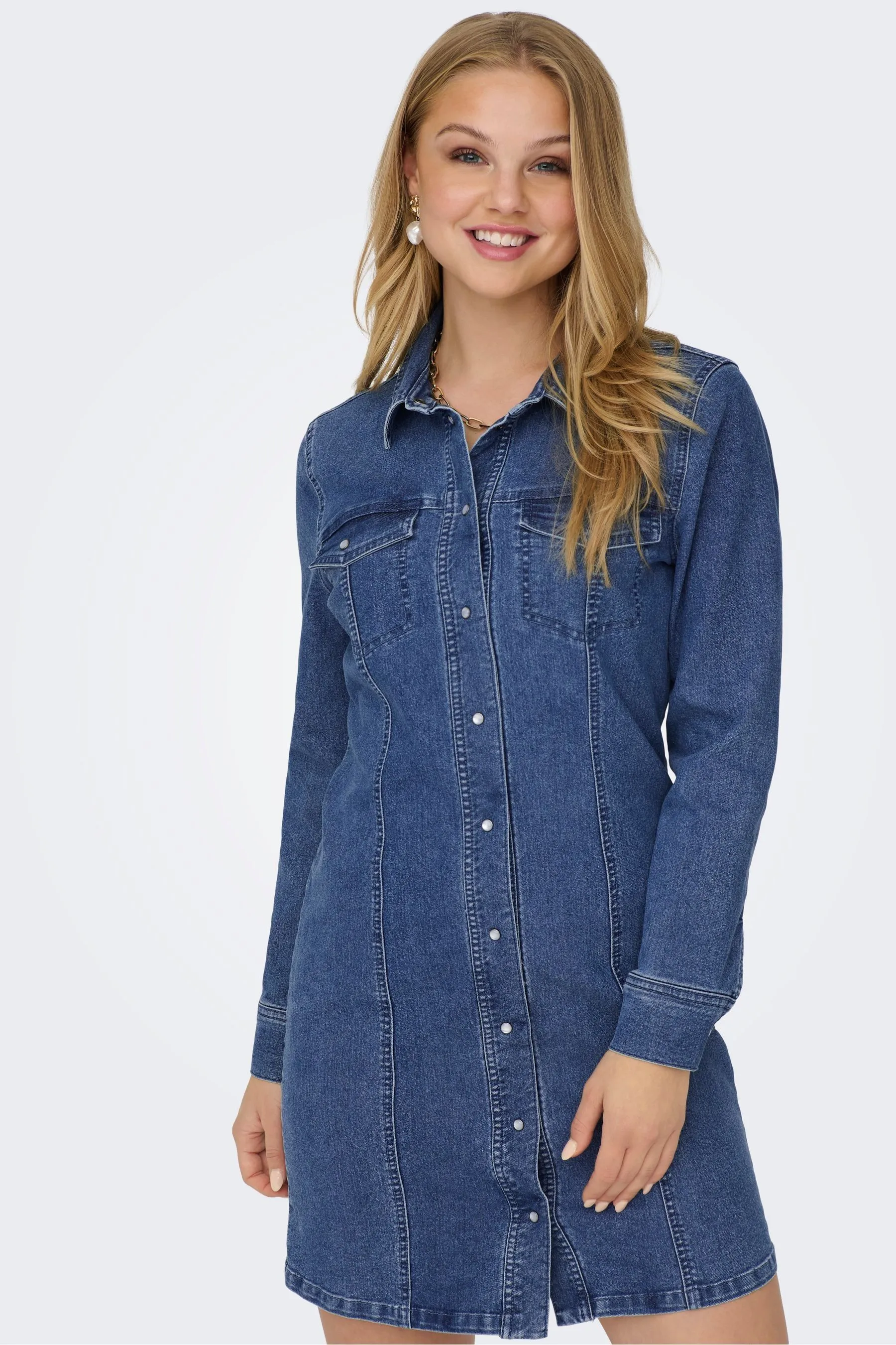 JDY Manica lunga Denim - Abito chemisier