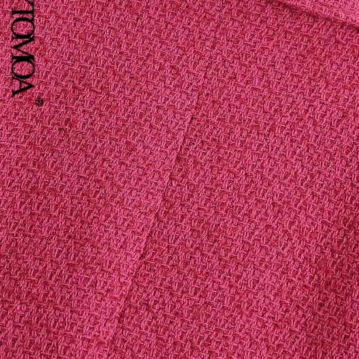 Kpytomoa Moda donna con bottoni con strass Cappotto in tweed Tasche vintage a maniche lunghe con patta Capispalla femminile Chic