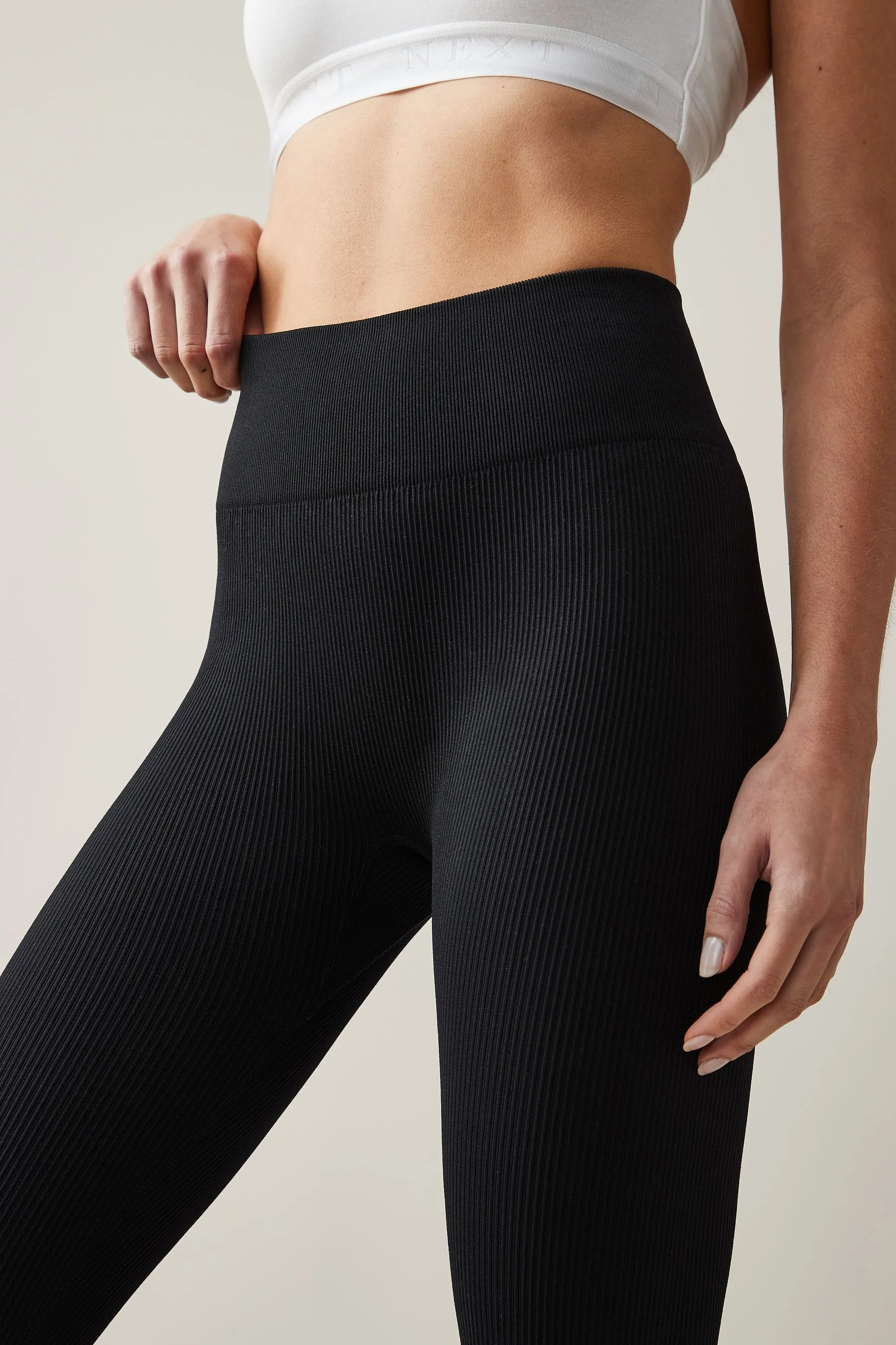 Leggings a vita alta a coste