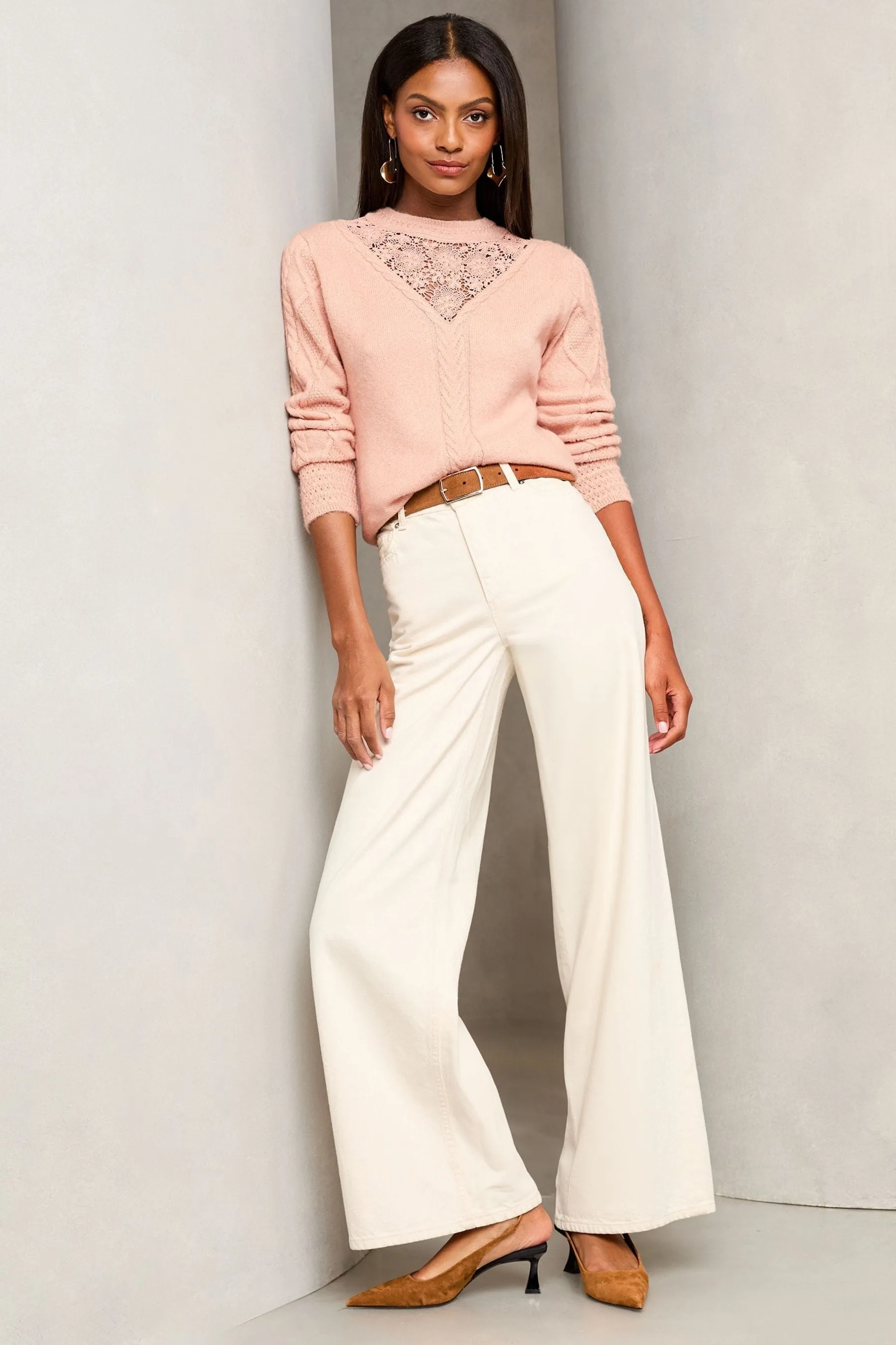 Lipsy Lace Yolk Maglione a trecce lavorato a maglia    