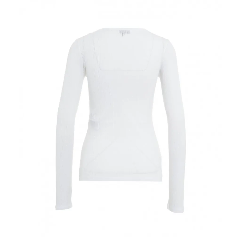 Maglia a maniche lunghe a coste bianco