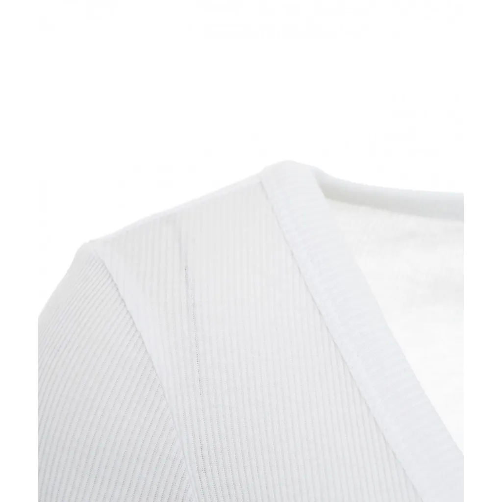 Maglia a maniche lunghe a coste bianco