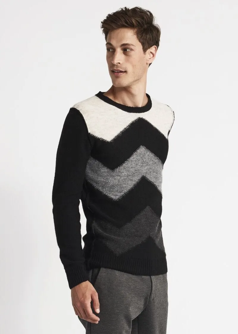 Maglia con intarsio maxi chevron