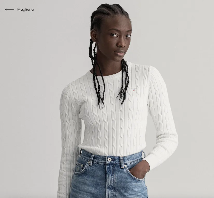 Maglia Gant Donna girocollo in cotone elasticizzato a trecce 4804121
