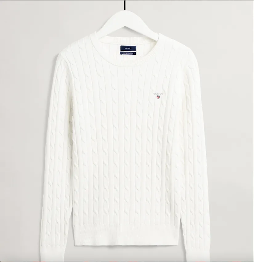 Maglia Gant Donna girocollo in cotone elasticizzato a trecce 4804121