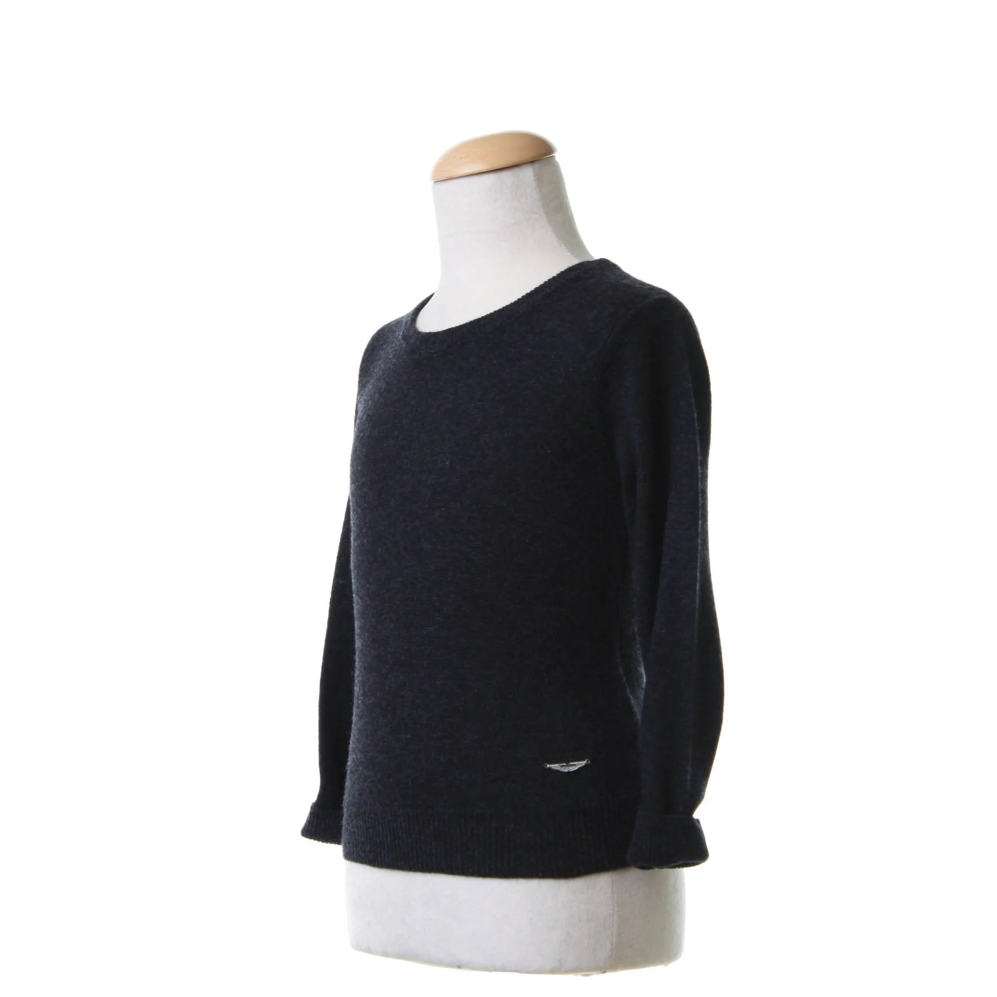 Maglia Girocollo In Lana Grigio Scuro Baby