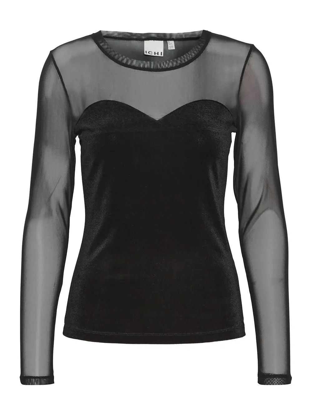 Maglietta Donna trasparente con velluto nera