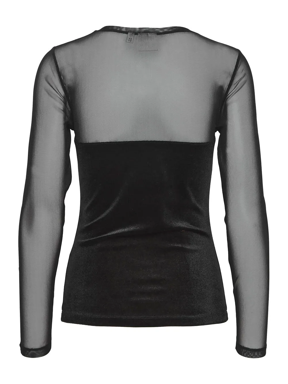 Maglietta Donna trasparente con velluto nera