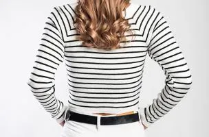 Maglietta lavorata a maglia con motivo a righe, bianco