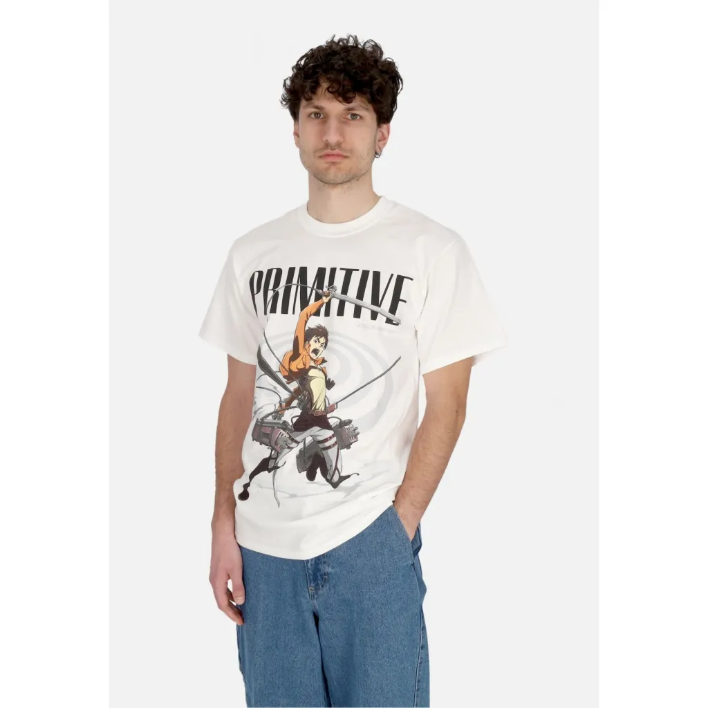 maglietta uomo eren tee x attack on titan WHITE