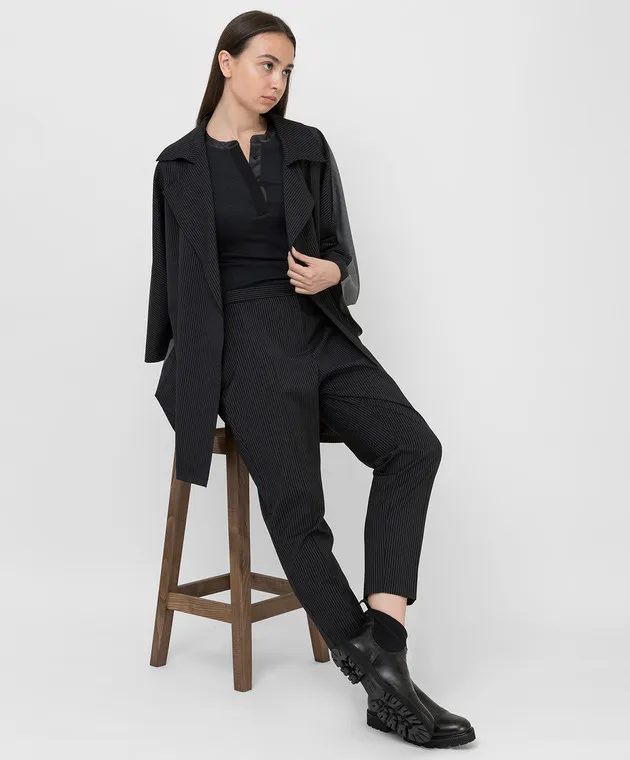 Marina Rinaldi Pantaloni in lana a righe RADICALE