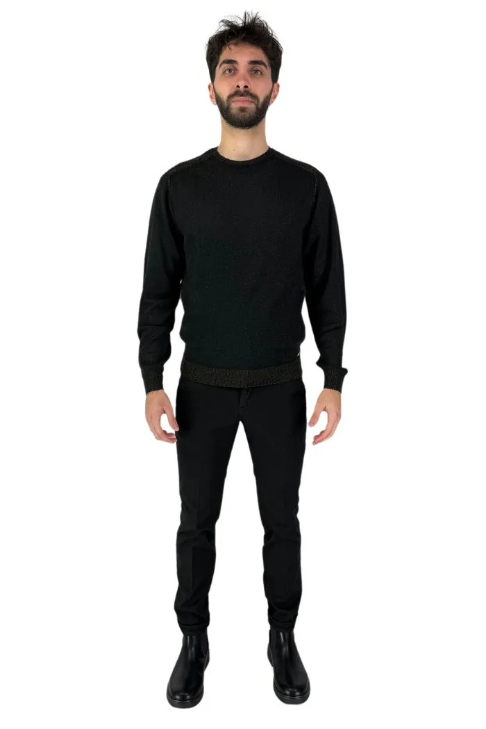 Markup maglia girocollo in misto lana con toppe mk590042