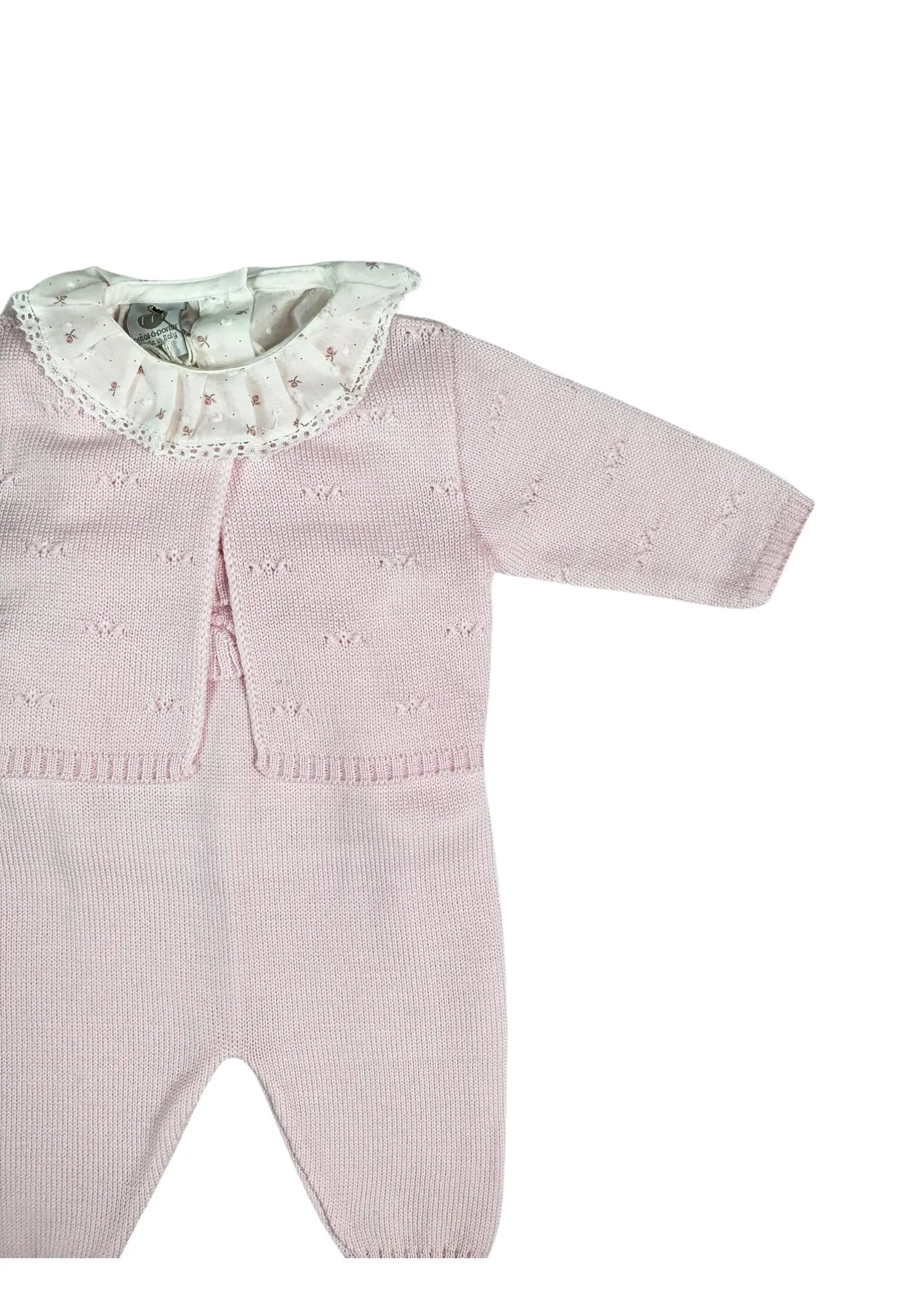 marlu  completo 3 pezzi in lana color rosa e grigio