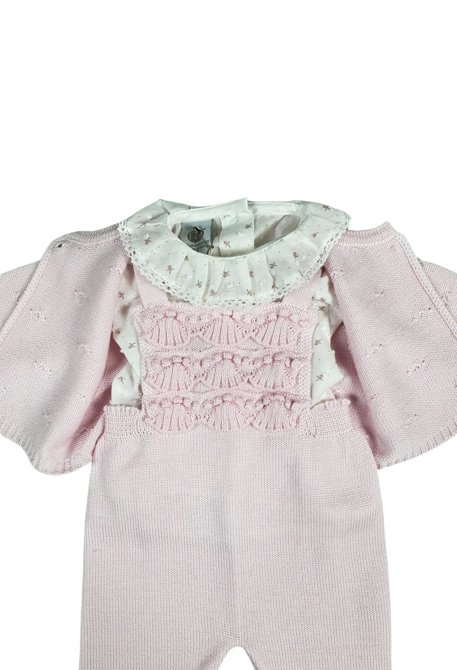 marlu  completo 3 pezzi in lana color rosa e grigio