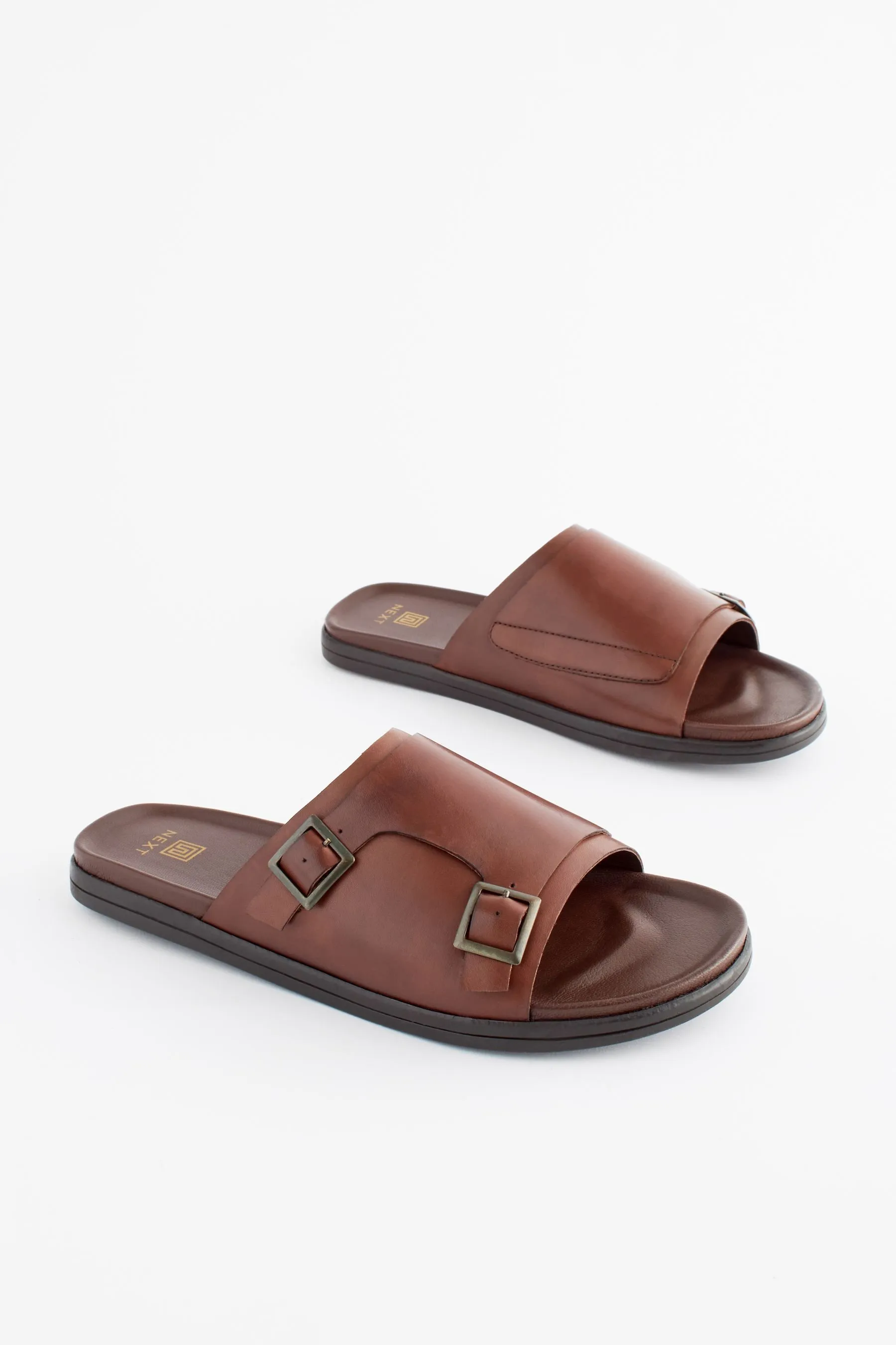 Marrone  - Sabot in pelle con fibbie