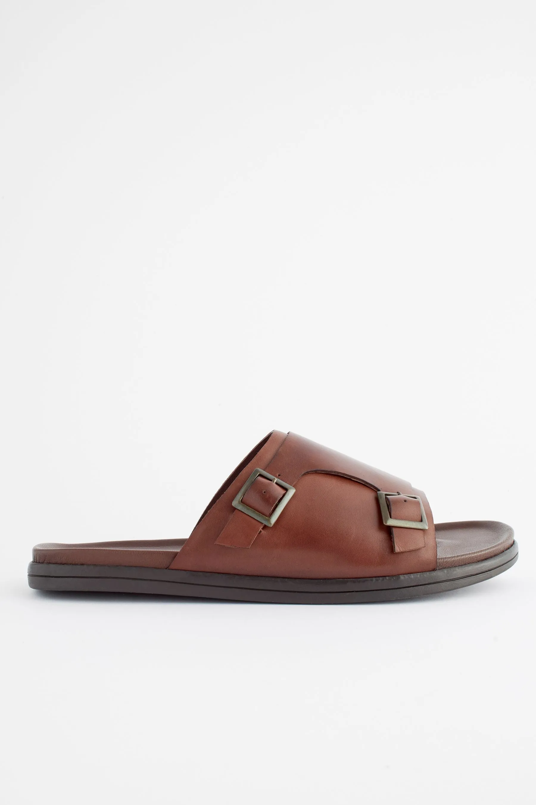 Marrone  - Sabot in pelle con fibbie