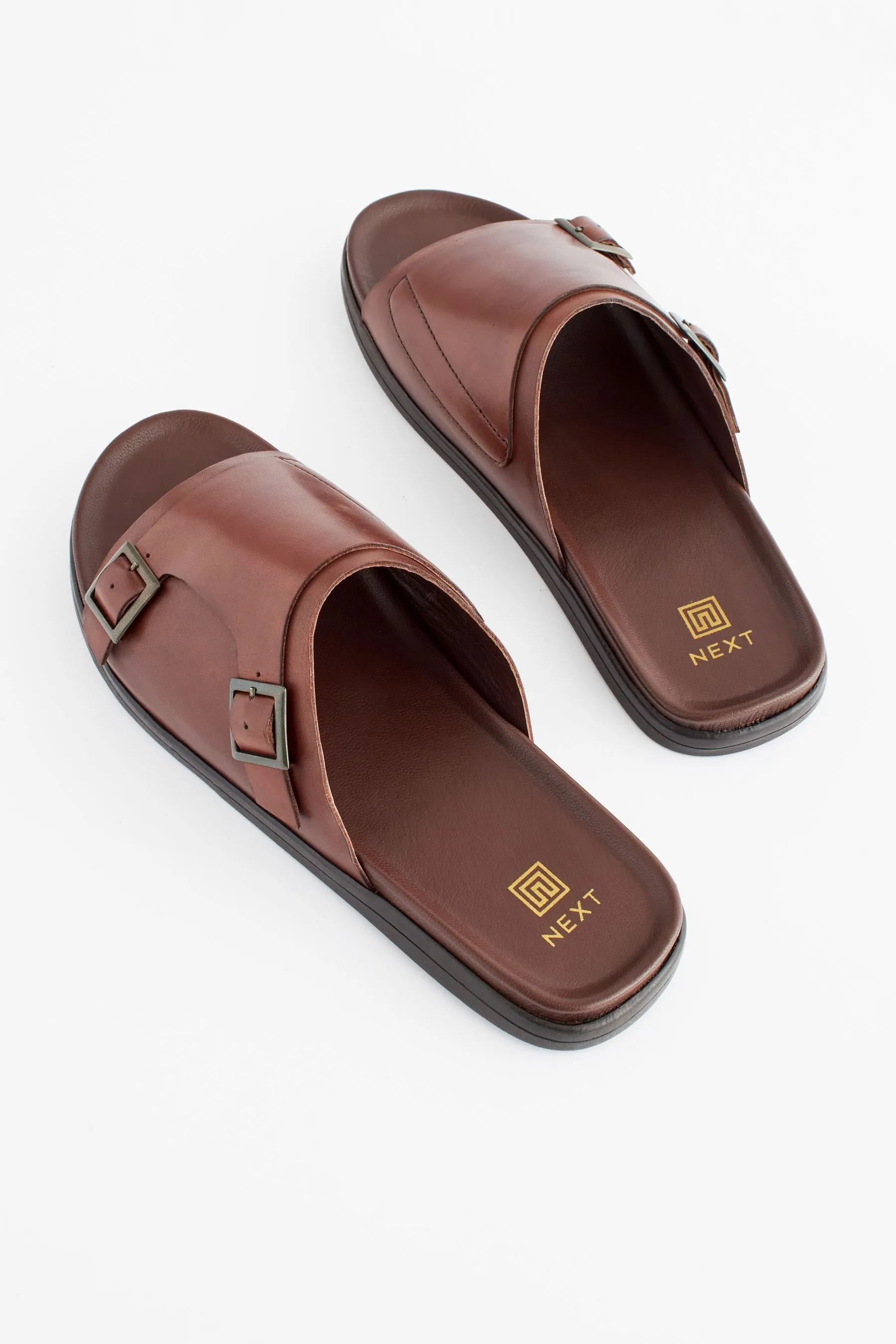 Marrone  - Sabot in pelle con fibbie