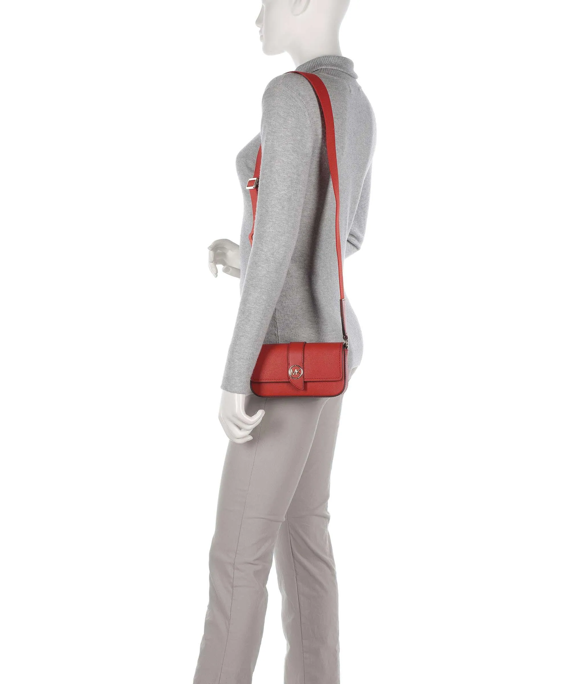  Michael Kors Greenwich Borsa a tracolla pelle di vacchetta saffiano rosso  