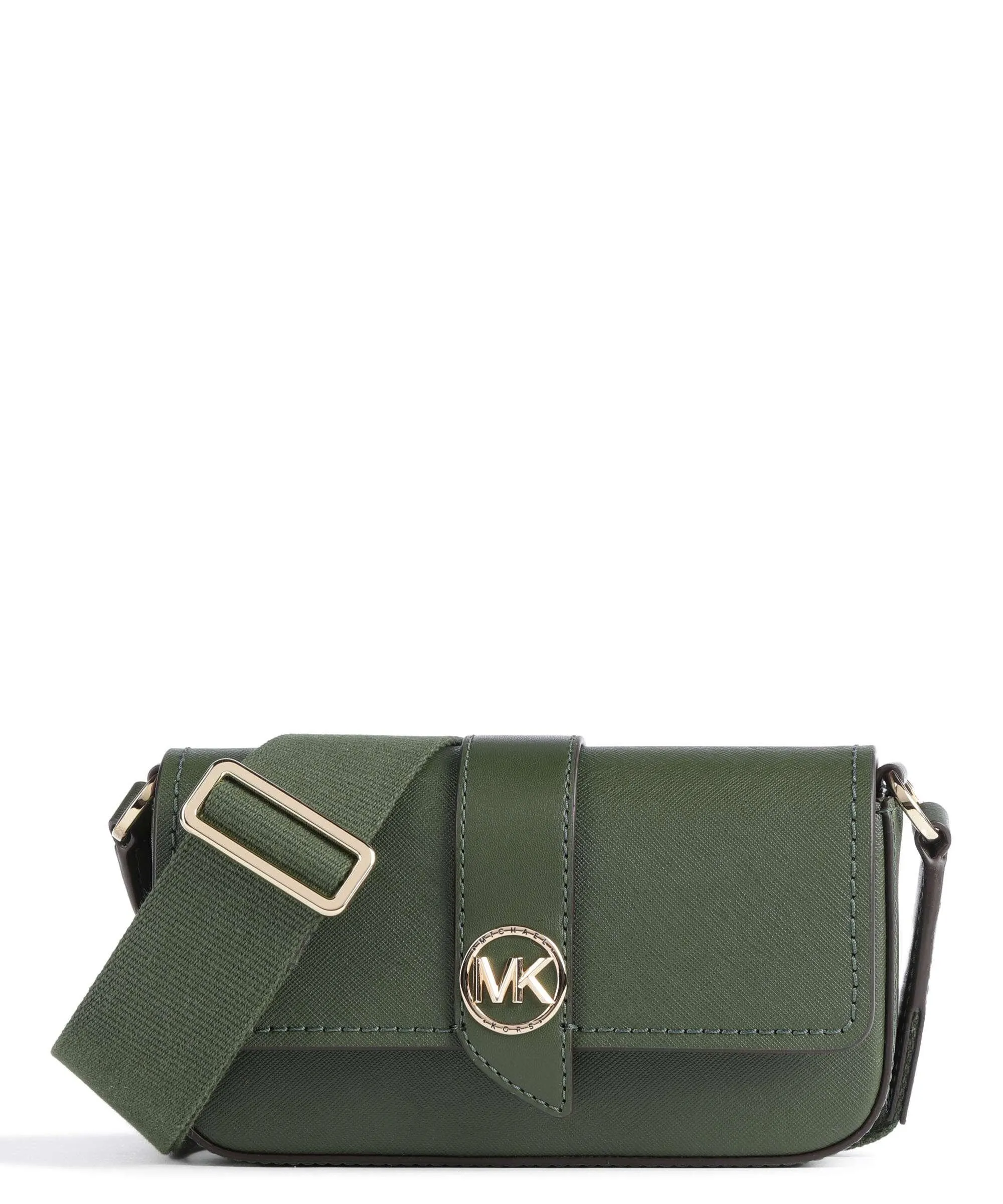  Michael Kors Greenwich Borsa a tracolla pelle di vacchetta saffiano verde scuro  