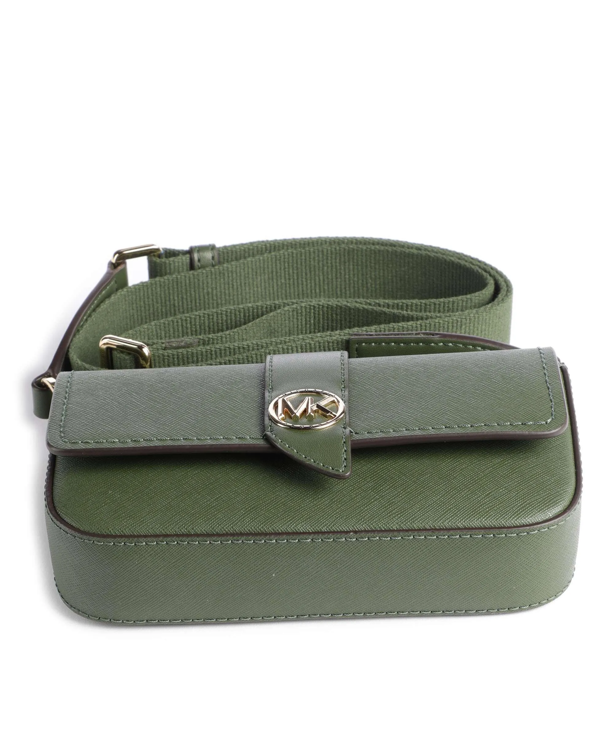  Michael Kors Greenwich Borsa a tracolla pelle di vacchetta saffiano verde scuro  