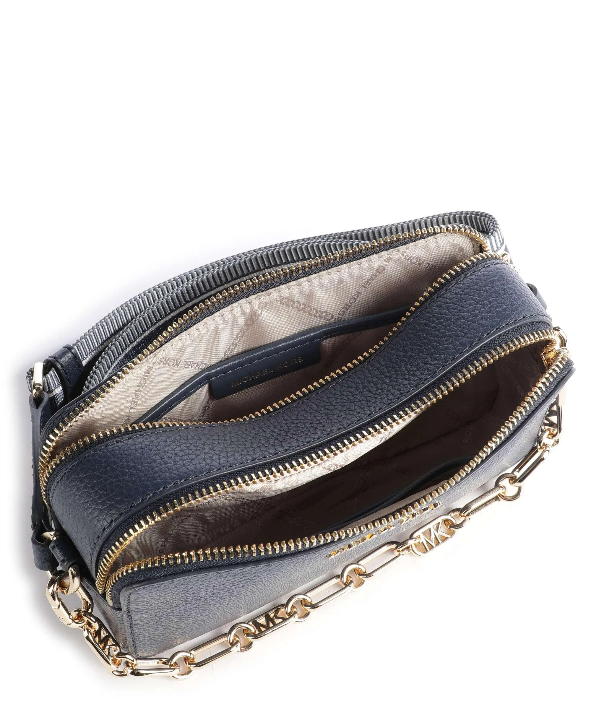  Michael Kors Jet Set Borsa a tracolla pelle di vacchetta grana navy  